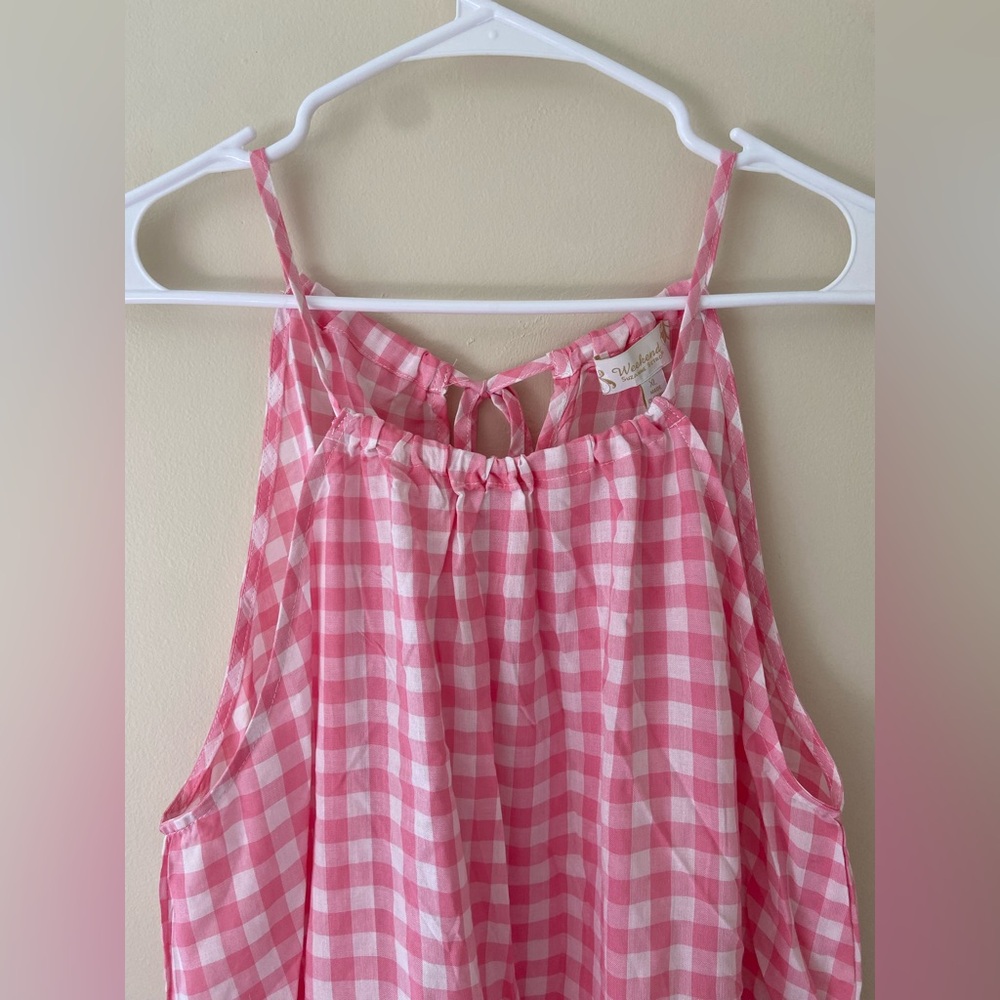 Weekend Suzanne Betro Women’s Pink White Gingham Cottage Core Gauzy - Picture 5 of 6